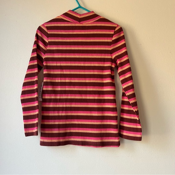 🌼 5/$25 Old Navy Girls 4T Striped Ribbed Mock Neck Long Sleeve Top NWT Retro - Picture 9 of 10